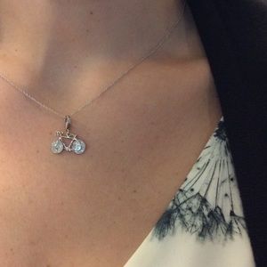 14KT White Gold &Diamond Bicycle Pendant